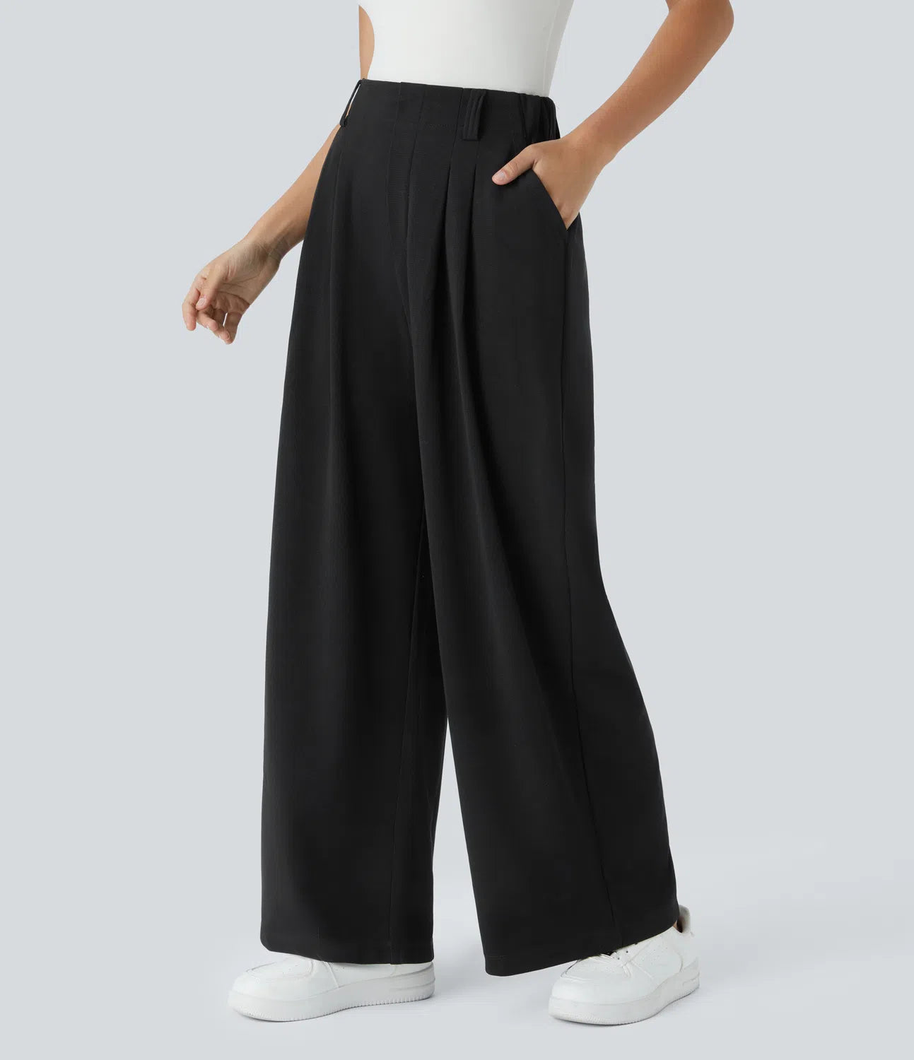 StyleEase™ High Waisted Side Pocket Wide Leg Pants