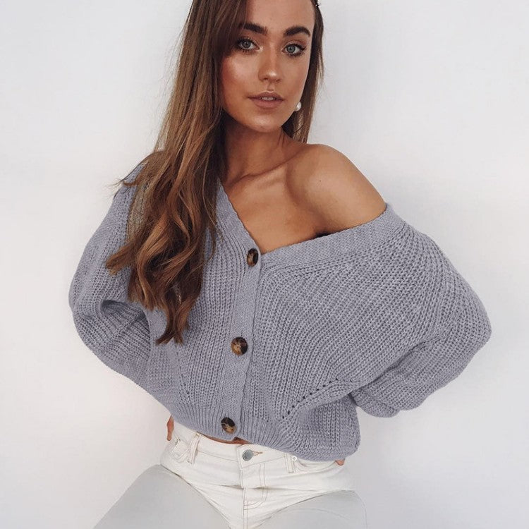 Knitted V-Neck Cardigan Sweater