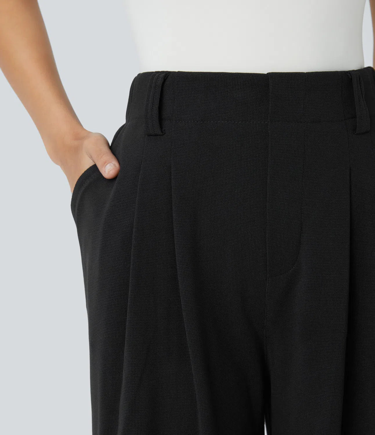 StyleEase™ High Waisted Side Pocket Wide Leg Pants