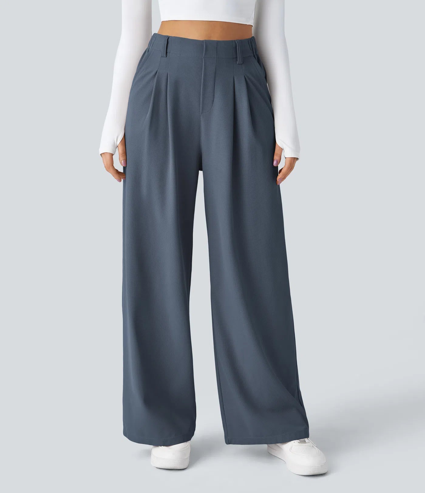 StyleEase™ High Waisted Side Pocket Wide Leg Pants