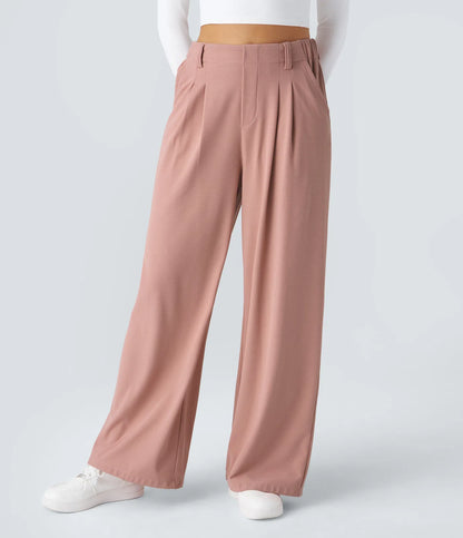 StyleEase™ High Waisted Side Pocket Wide Leg Pants