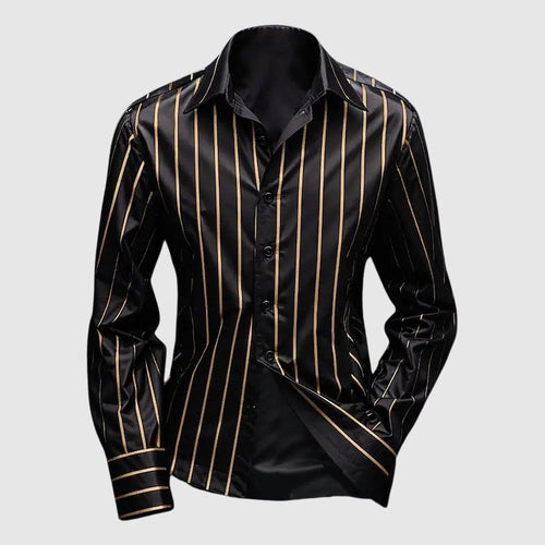 Aiden Men's Dress Shirt | Striped Cotton Blend, Slim Fit-Men's Dress Shirts-Consuave