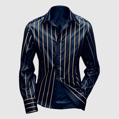 Aiden Men's Dress Shirt | Striped Cotton Blend, Slim Fit-Men's Dress Shirts-Consuave