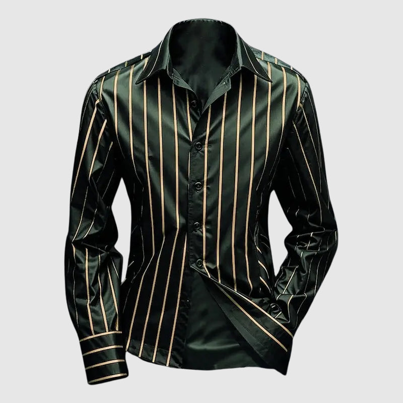 Aiden Men's Dress Shirt | Striped Cotton Blend, Slim Fit-Men's Dress Shirts-Consuave