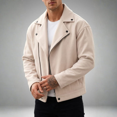 Aiden Men's Jacket | Wool Blend, Asymmetrical Zip-Men's Jackets-Consuave