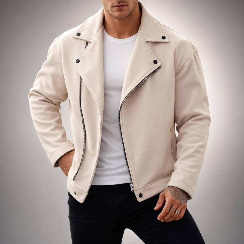 Aiden Men's Jacket | Wool Blend, Asymmetrical Zip-Men's Jackets-Consuave