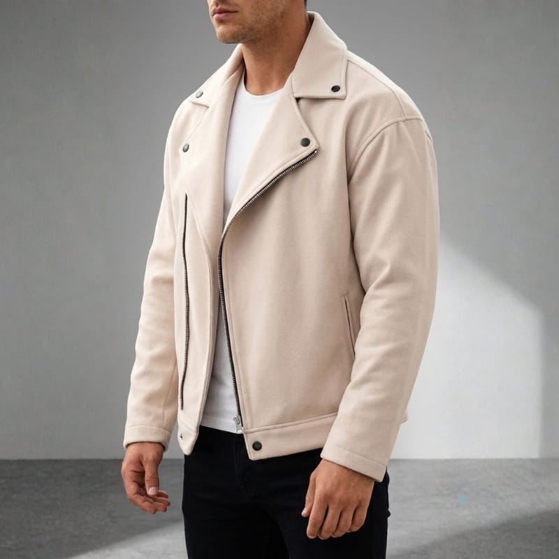Aiden Men's Jacket | Wool Blend, Asymmetrical Zip-Men's Jackets-Consuave