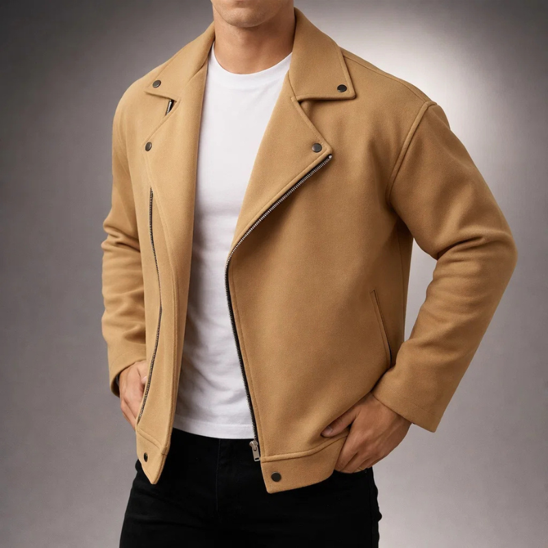Aiden Men's Jacket | Wool Blend, Asymmetrical Zip-Men's Jackets-Consuave