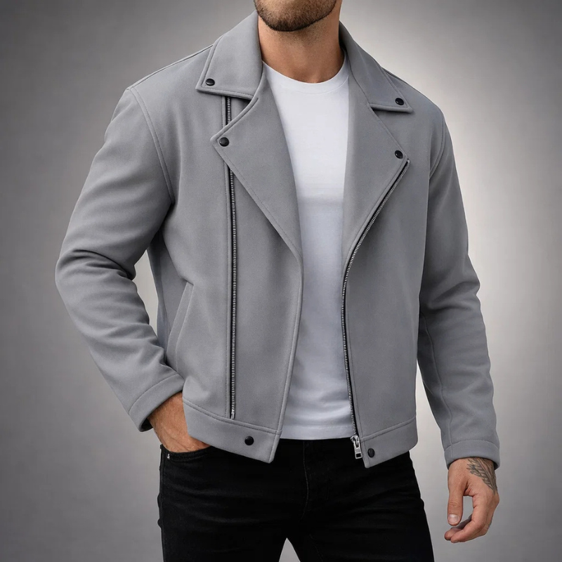 Aiden Men's Jacket | Wool Blend, Asymmetrical Zip-Men's Jackets-Consuave