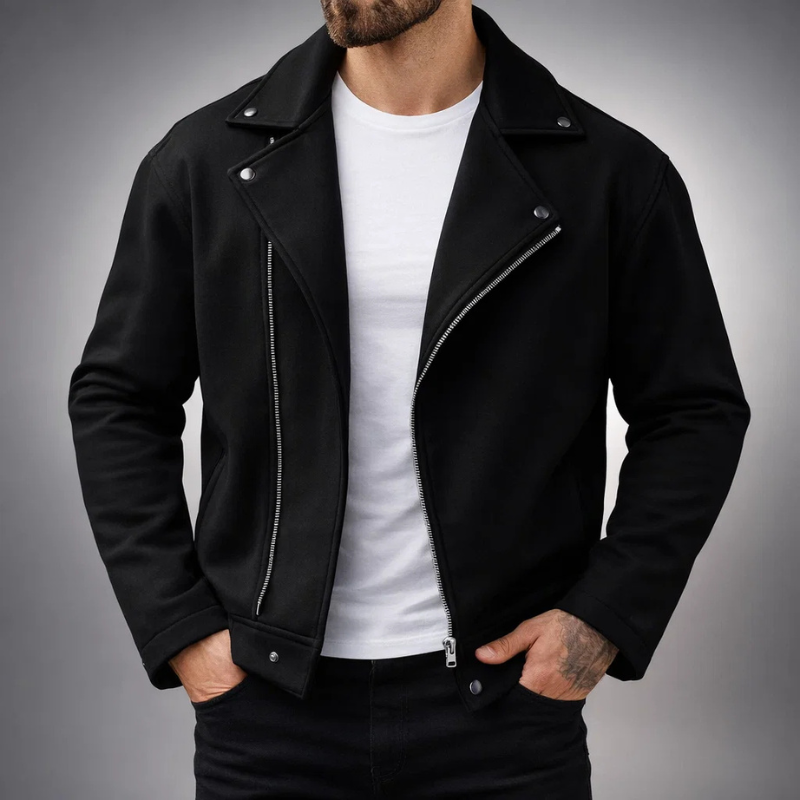 Aiden Men's Jacket | Wool Blend, Asymmetrical Zip-Men's Jackets-Consuave