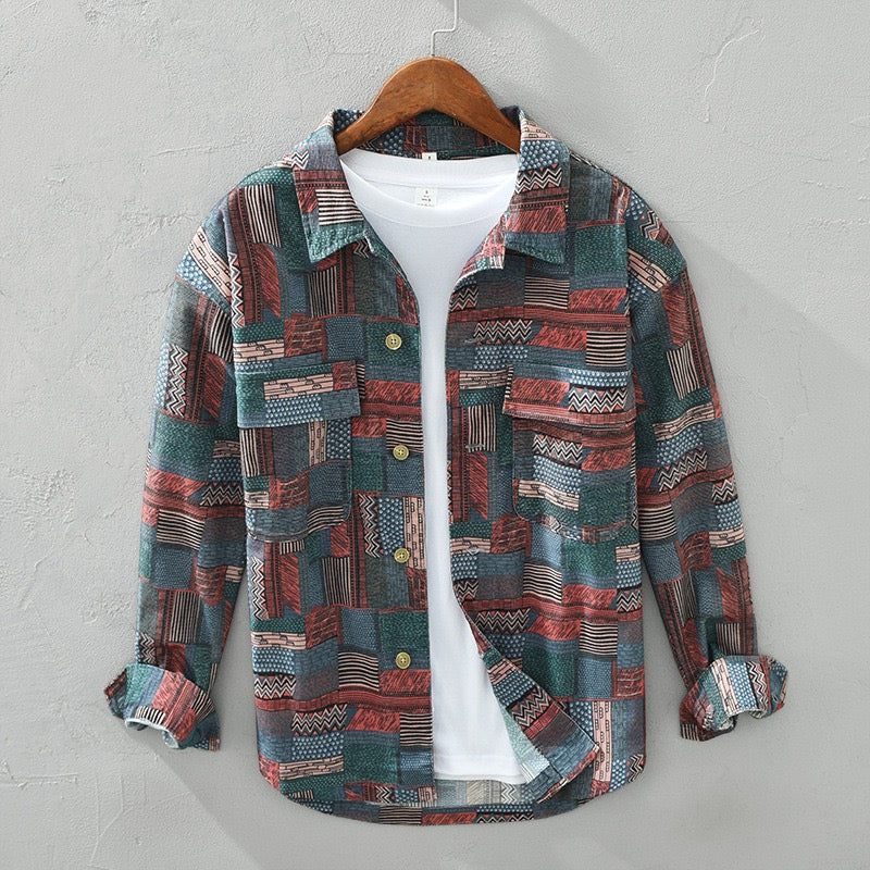 Aiden Men's Patchwork Shirt | Cotton Blend, Casual-Casual Shirts-Consuave
