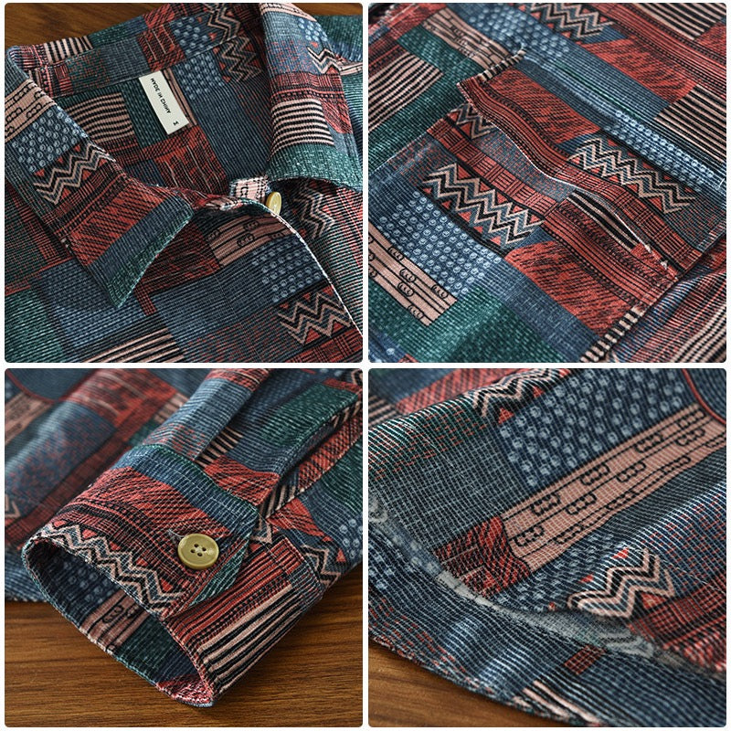 Aiden Men's Patchwork Shirt | Cotton Blend, Casual-Casual Shirts-Consuave
