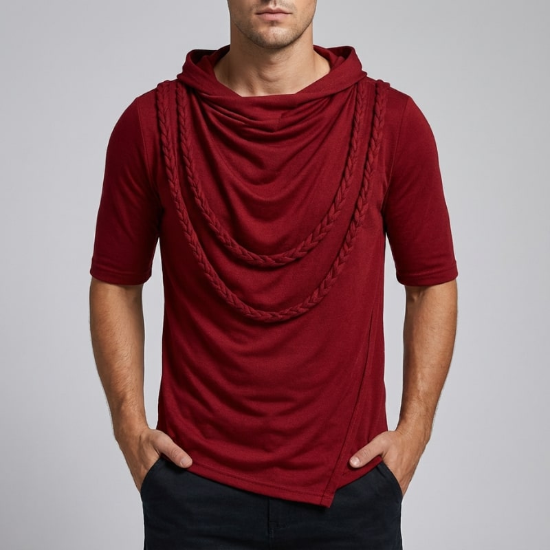 Arlo Men's Hooded Shirt | Stretch-Knit Cotton, Asymmetrical Hem-Casual Shirts-Consuave