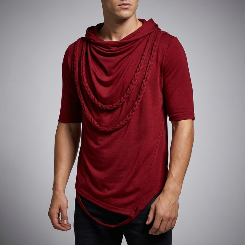 Arlo Men's Hooded Shirt | Stretch-Knit Cotton, Asymmetrical Hem-Casual Shirts-Consuave
