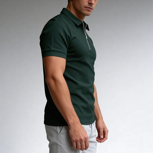 Bax Men's Half-Zip Polo Shirt | Cotton Blend, Lightweight-Polo Shirts-Consuave