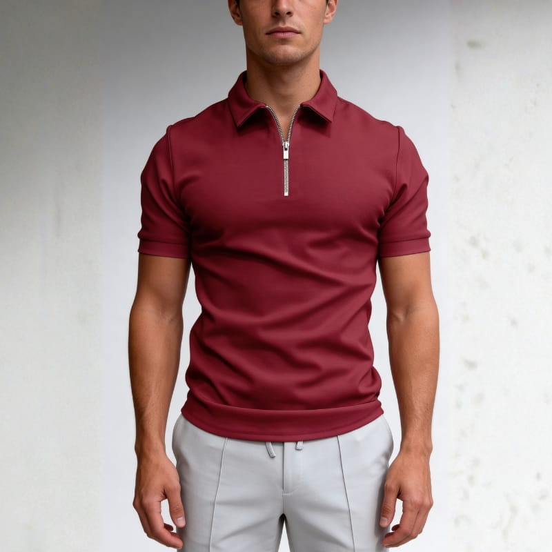 Bax Men's Half-Zip Polo Shirt | Cotton Blend, Lightweight-Polo Shirts-Consuave
