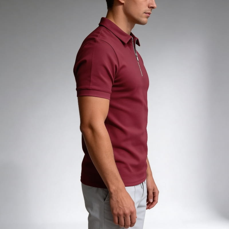 Bax Men's Half-Zip Polo Shirt | Cotton Blend, Lightweight-Polo Shirts-Consuave