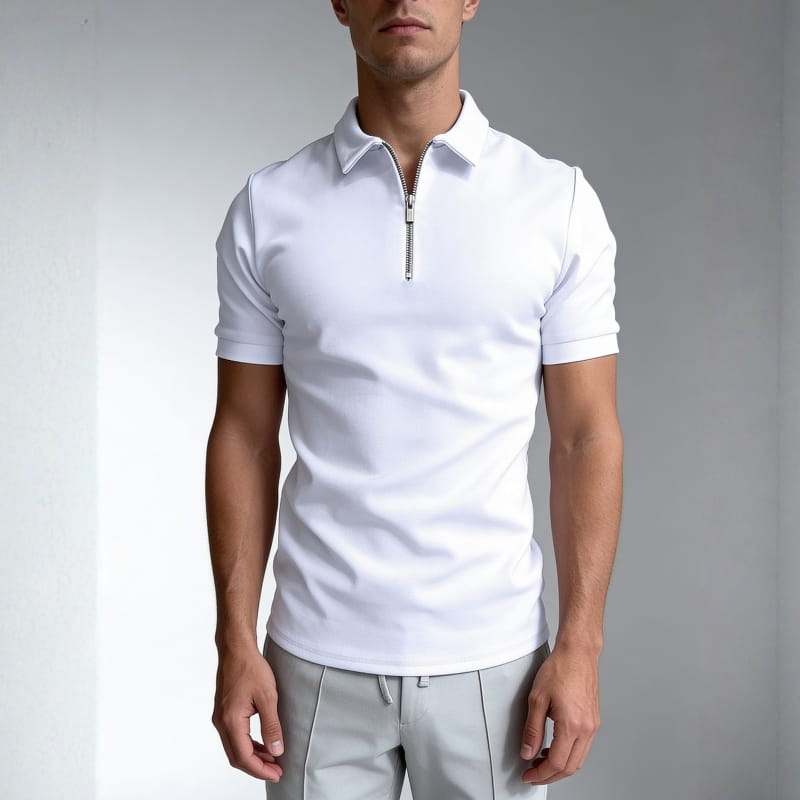 Bax Men's Half-Zip Polo Shirt | Cotton Blend, Lightweight-Polo Shirts-Consuave