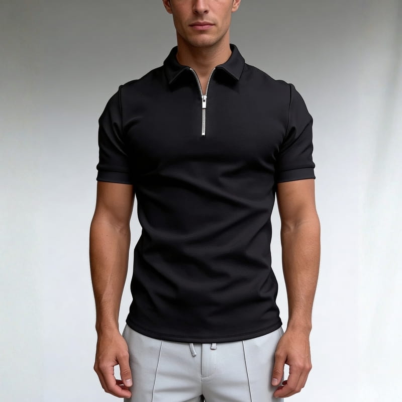Bax Men's Half-Zip Polo Shirt | Cotton Blend, Lightweight-Polo Shirts-Consuave