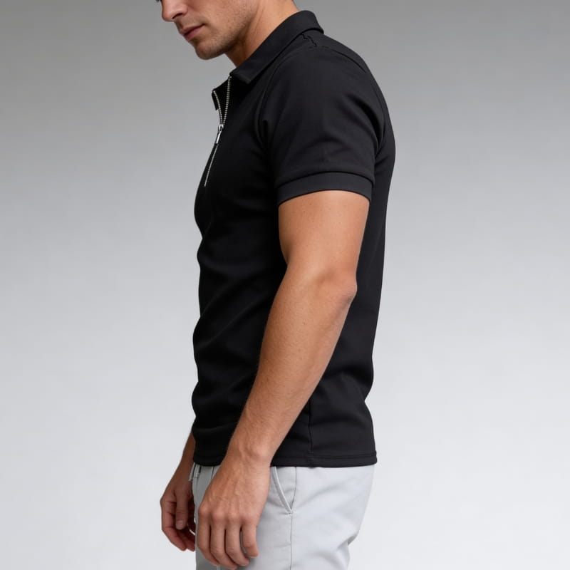 Bax Men's Half-Zip Polo Shirt | Cotton Blend, Lightweight-Polo Shirts-Consuave