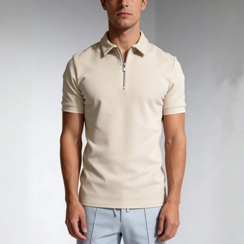Bax Men's Half-Zip Polo Shirt | Cotton Blend, Lightweight-Polo Shirts-Consuave