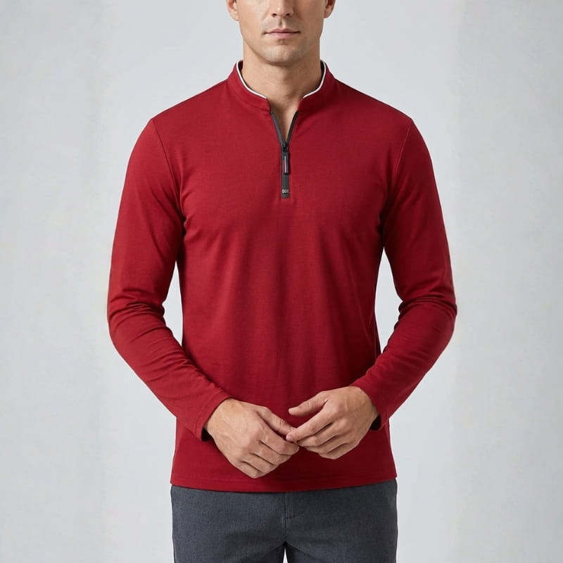 Baxter Men's Half-Zip Polo Shirt | Breathable Cotton Blend-Polo Shirts-Consuave
