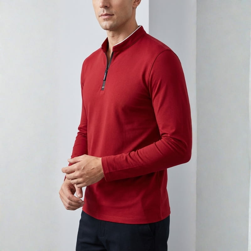 Baxter Men's Half-Zip Polo Shirt | Breathable Cotton Blend-Polo Shirts-Consuave