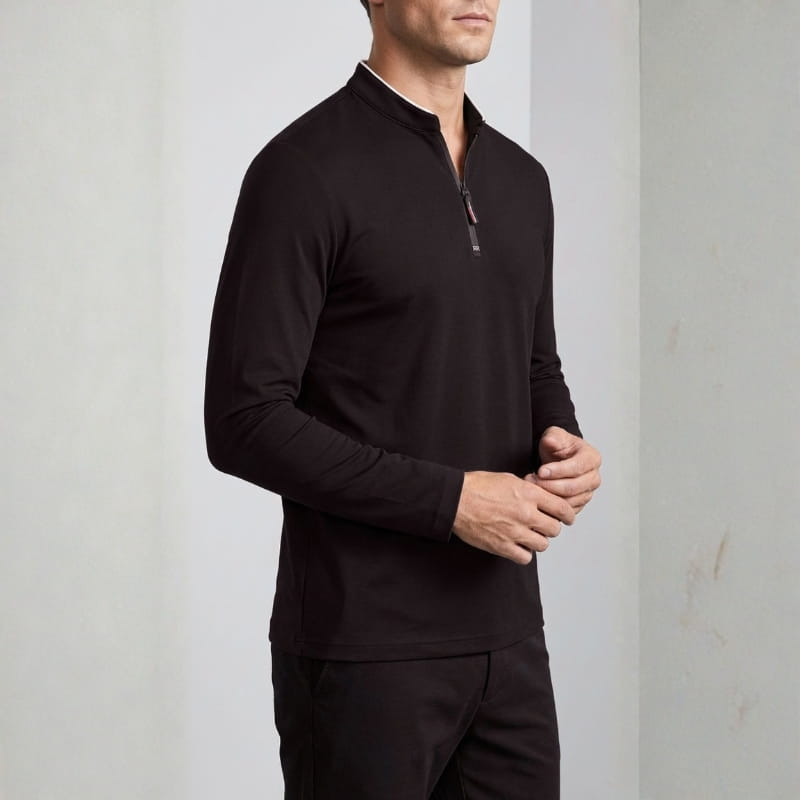 Baxter Men's Half-Zip Polo Shirt | Breathable Cotton Blend-Polo Shirts-Consuave