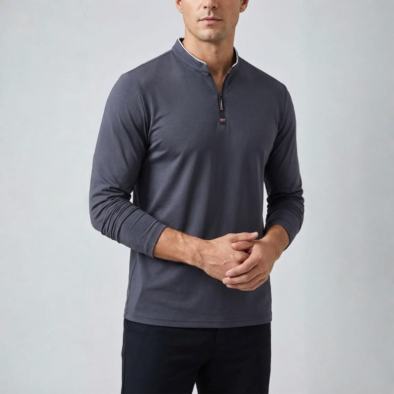 Baxter Men's Half-Zip Polo Shirt | Breathable Cotton Blend-Polo Shirts-Consuave