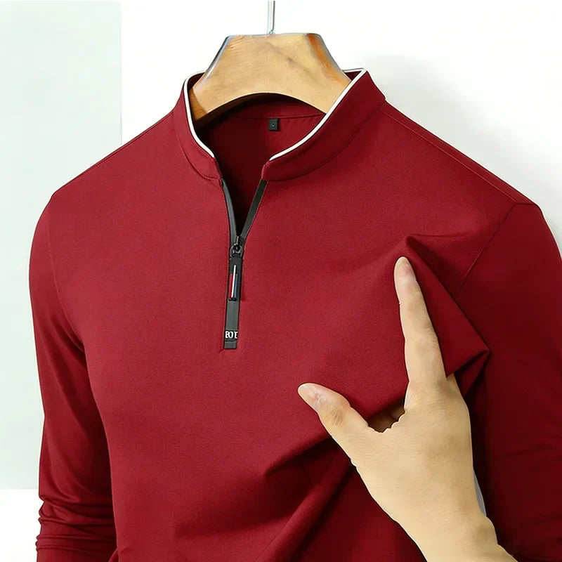 Baxter Men's Half-Zip Polo Shirt | Breathable Cotton Blend-Polo Shirts-Consuave