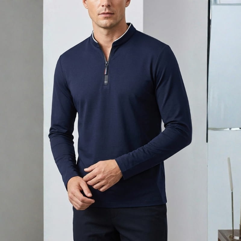 Baxter Men's Half-Zip Polo Shirt | Breathable Cotton Blend-Polo Shirts-Consuave