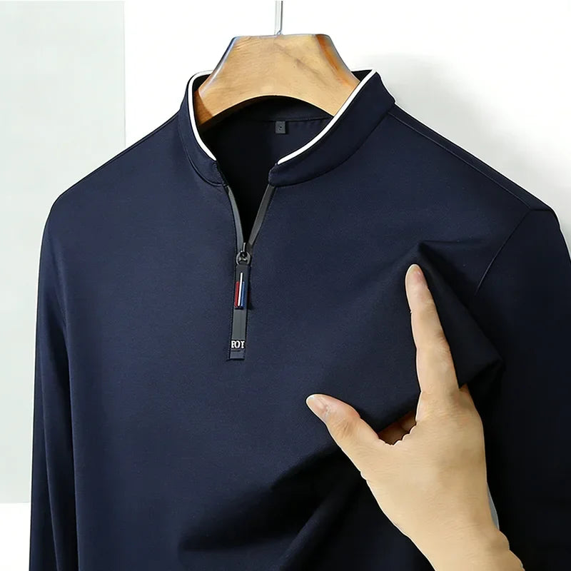 Baxter Men's Half-Zip Polo Shirt | Breathable Cotton Blend-Polo Shirts-Consuave