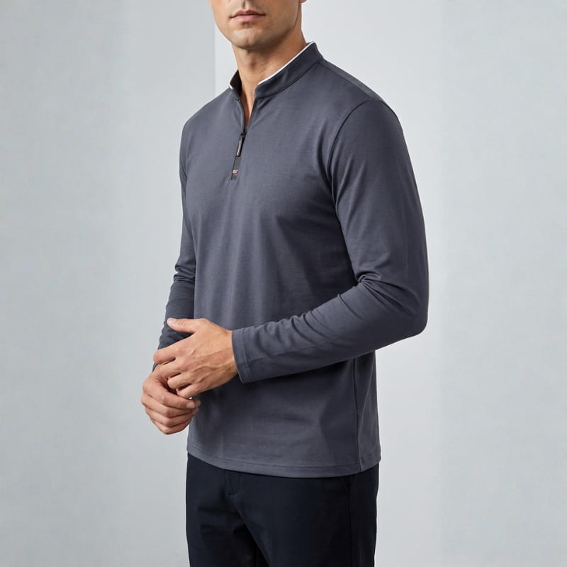 Baxter Men's Half-Zip Polo Shirt | Breathable Cotton Blend-Polo Shirts-Consuave