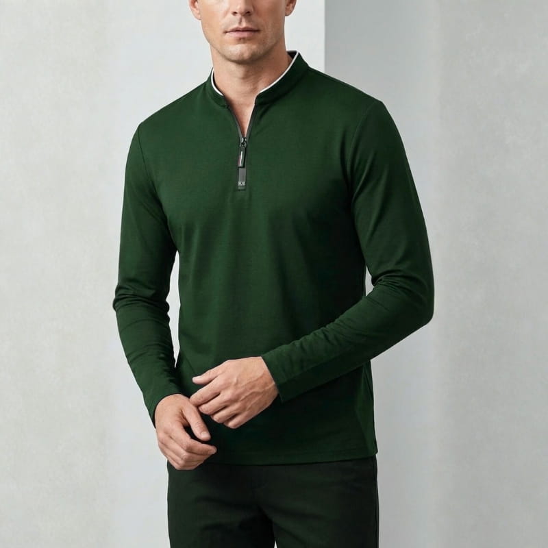 Baxter Men's Half-Zip Polo Shirt | Breathable Cotton Blend-Polo Shirts-Consuave