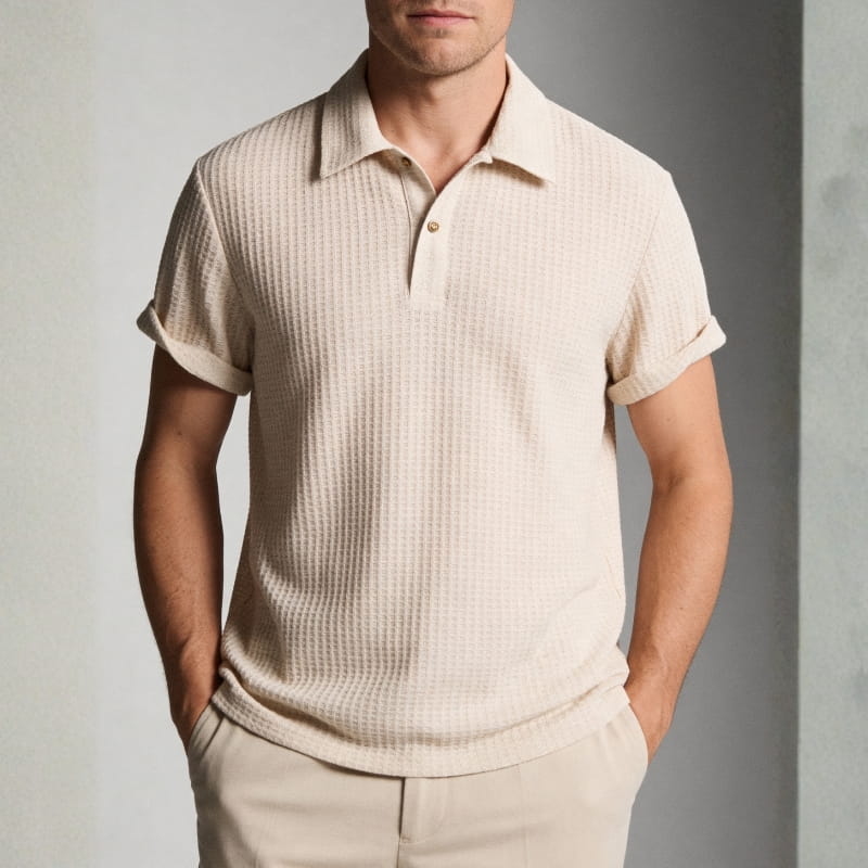 Ethan Men's Polo Shirt | Waffle Knit, Breathable-Polo Shirts-Consuave
