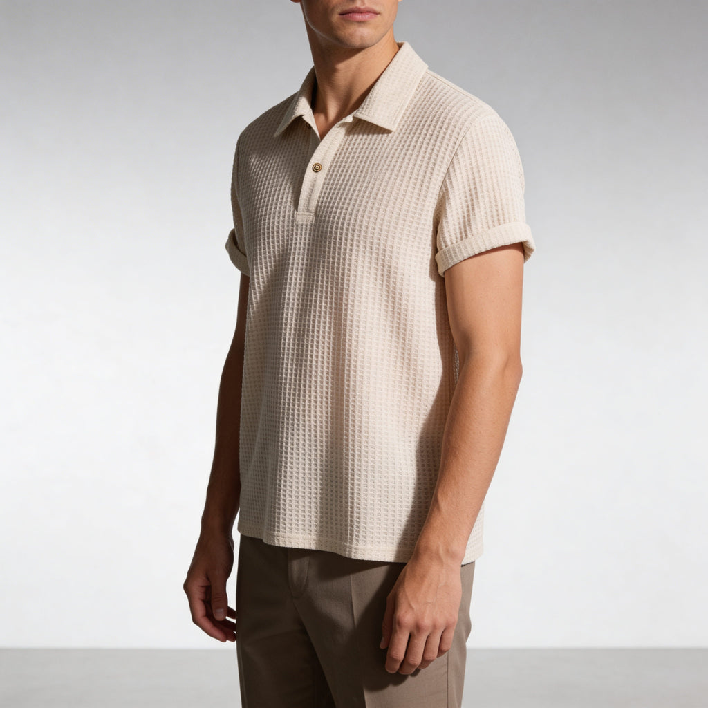 Ethan Men's Polo Shirt | Waffle Knit, Breathable-Polo Shirts-Consuave