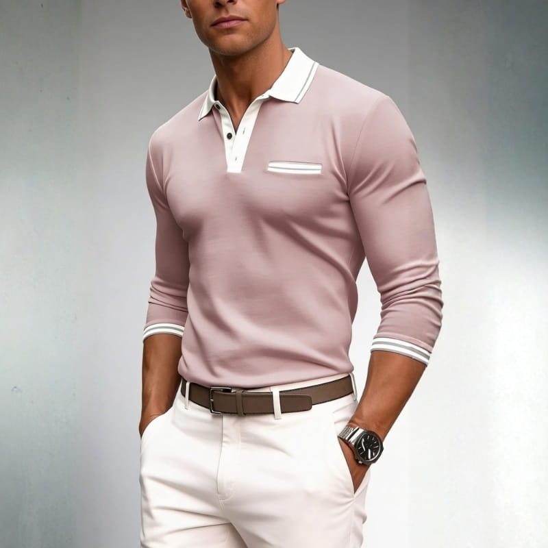 Felix Men's Long Sleeve Polo Shirt | Breathable Polyester Blend, Classic Fit-Polo Shirts-Consuave