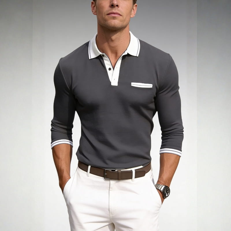 Felix Men's Long Sleeve Polo Shirt | Breathable Polyester Blend, Classic Fit-Polo Shirts-Consuave