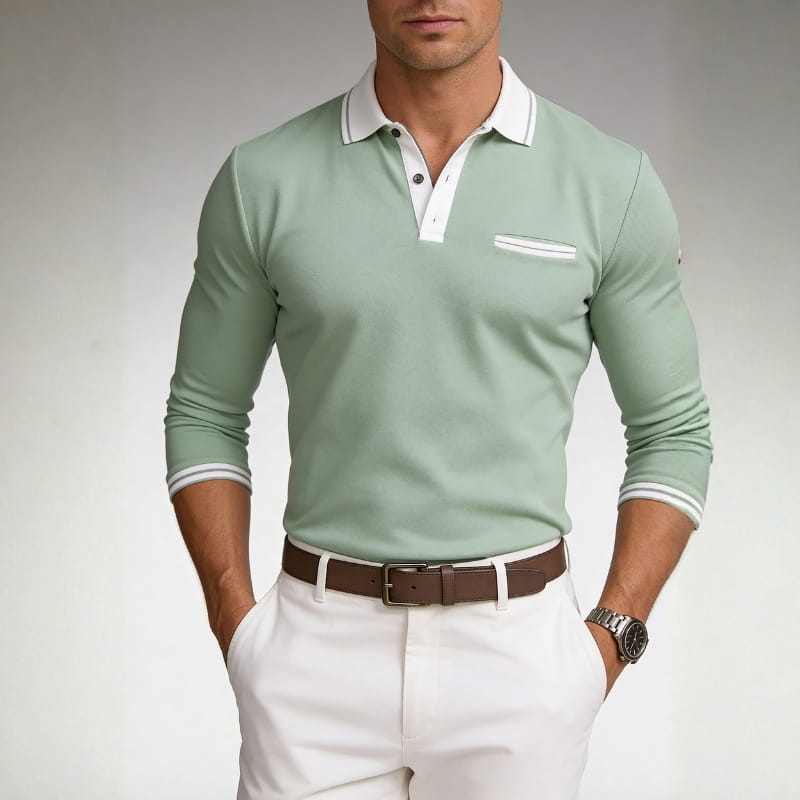 Felix Men's Long Sleeve Polo Shirt | Breathable Polyester Blend, Classic Fit-Polo Shirts-Consuave