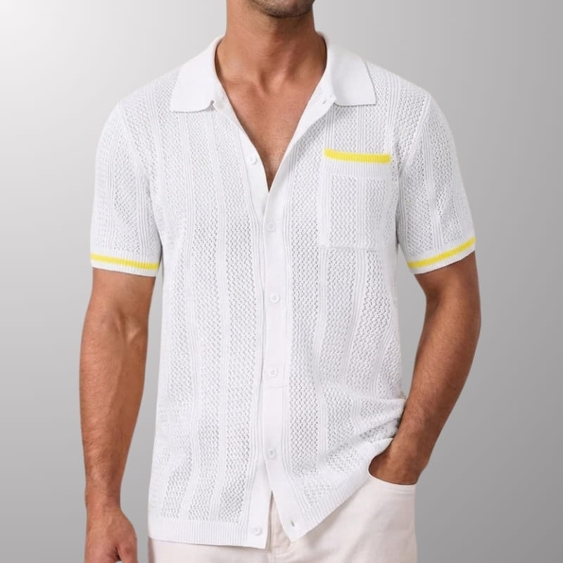 Jaxon Men's Knit Polo Shirt | Textured Stripe, Breathable-Polo Shirts-Consuave