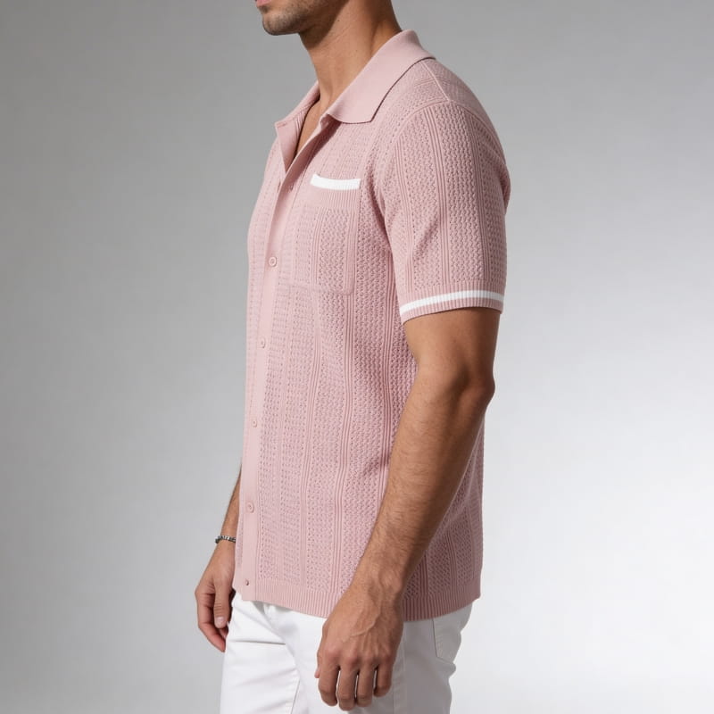 Jaxon Men's Knit Polo Shirt | Textured Stripe, Breathable-Polo Shirts-Consuave