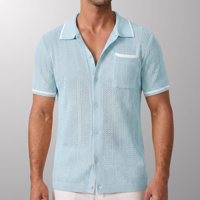 Jaxon Men's Knit Polo Shirt | Textured Stripe, Breathable-Polo Shirts-Consuave