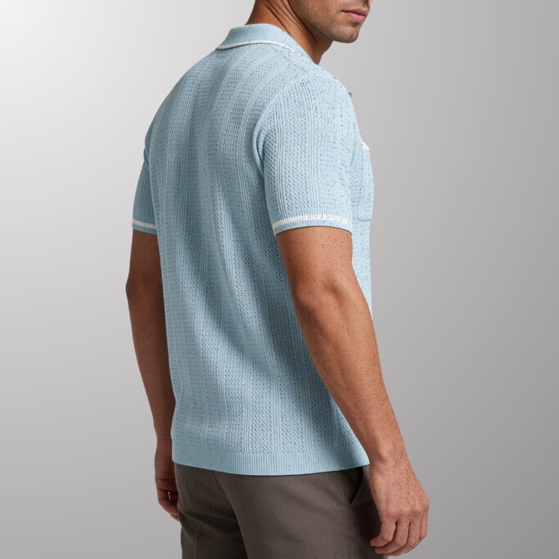 Jaxon Men's Knit Polo Shirt | Textured Stripe, Breathable-Polo Shirts-Consuave