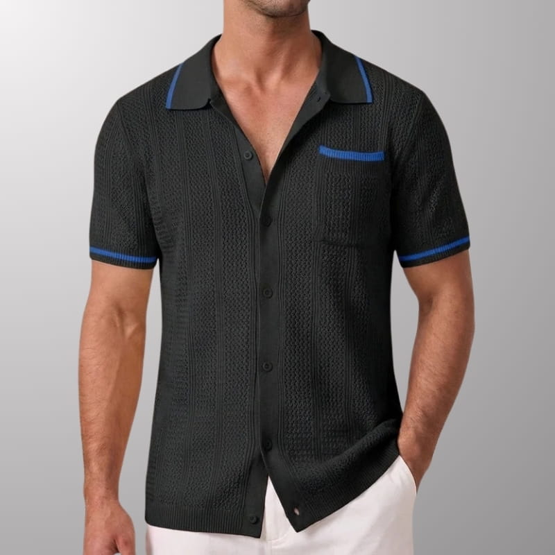 Jaxon Men's Knit Polo Shirt | Textured Stripe, Breathable-Polo Shirts-Consuave