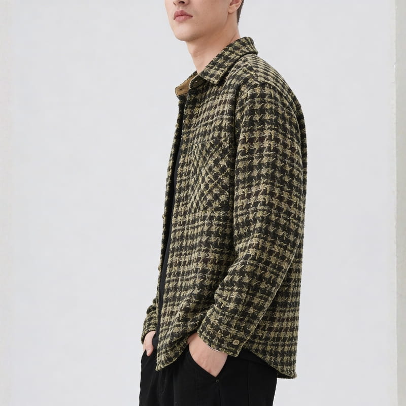 Kai Men's Plaid Shirt Jacket | Textured Cotton, Lightweight-Men's Shirt Jackets-Consuave
