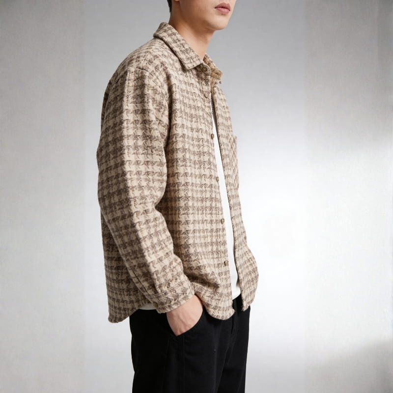Kai Men's Plaid Shirt Jacket | Textured Cotton, Lightweight-Men's Shirt Jackets-Consuave