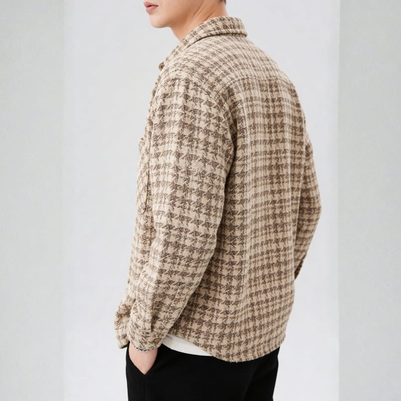 Kai Men's Plaid Shirt Jacket | Textured Cotton, Lightweight-Men's Shirt Jackets-Consuave