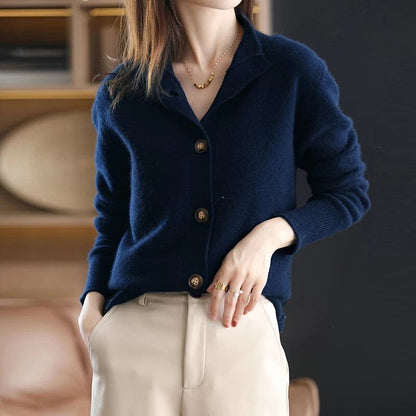 Retro Stand-Up Collar Knitted Cardigan