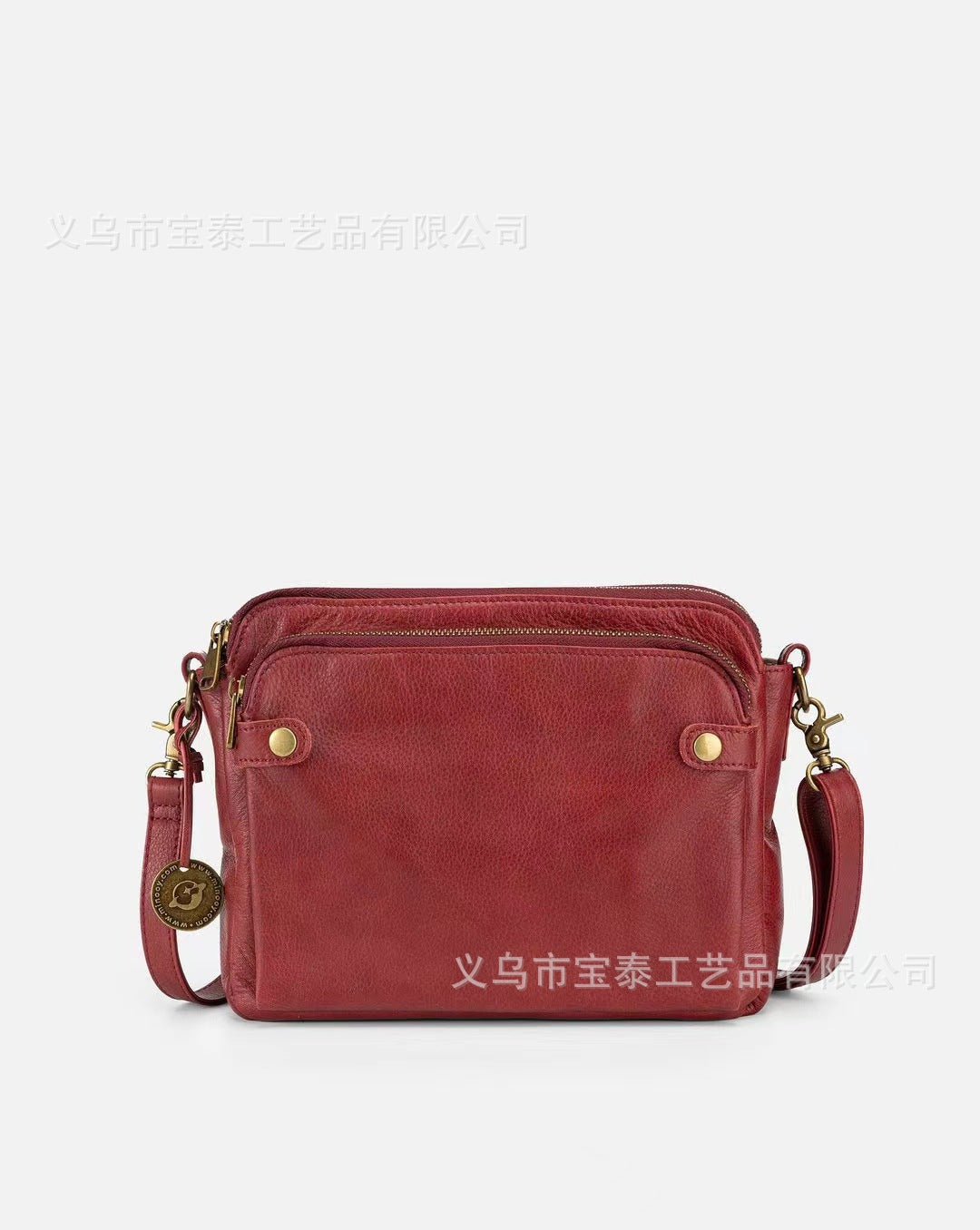 Three-Layer Leather Crossbody Shoulder Bag