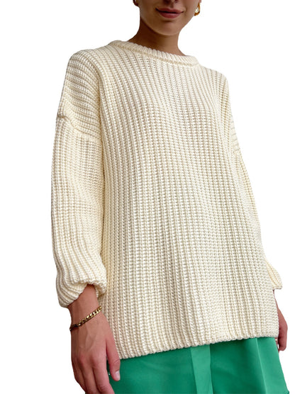 Loose Fit Candy Color Round Neck Sweater